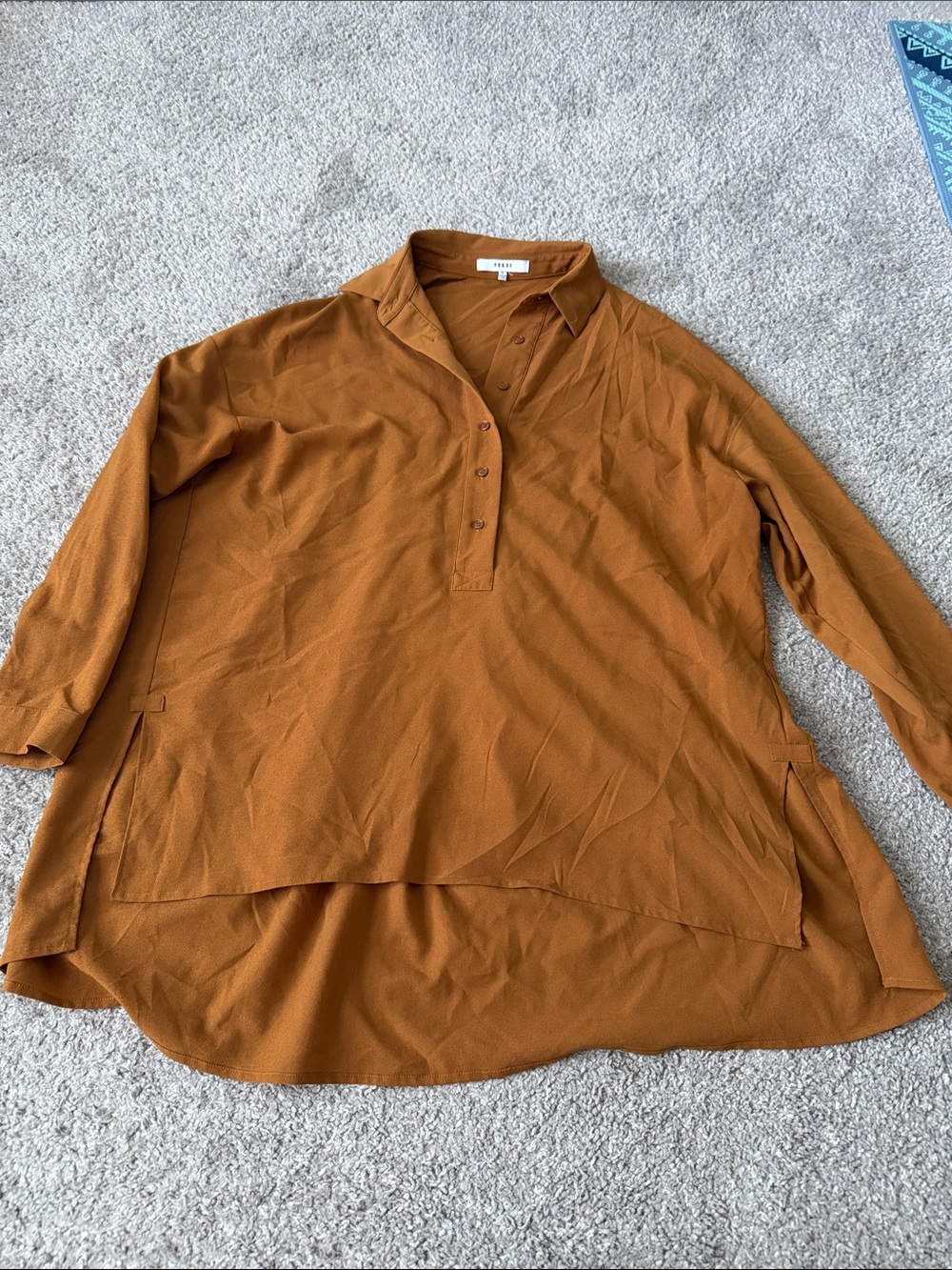 Collared Tunic Top - Rust Brown